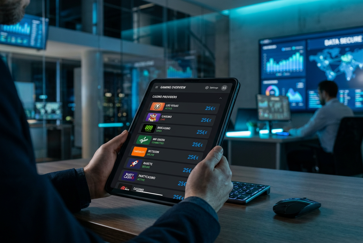A futuristic digital display showing casino bonus rankings.